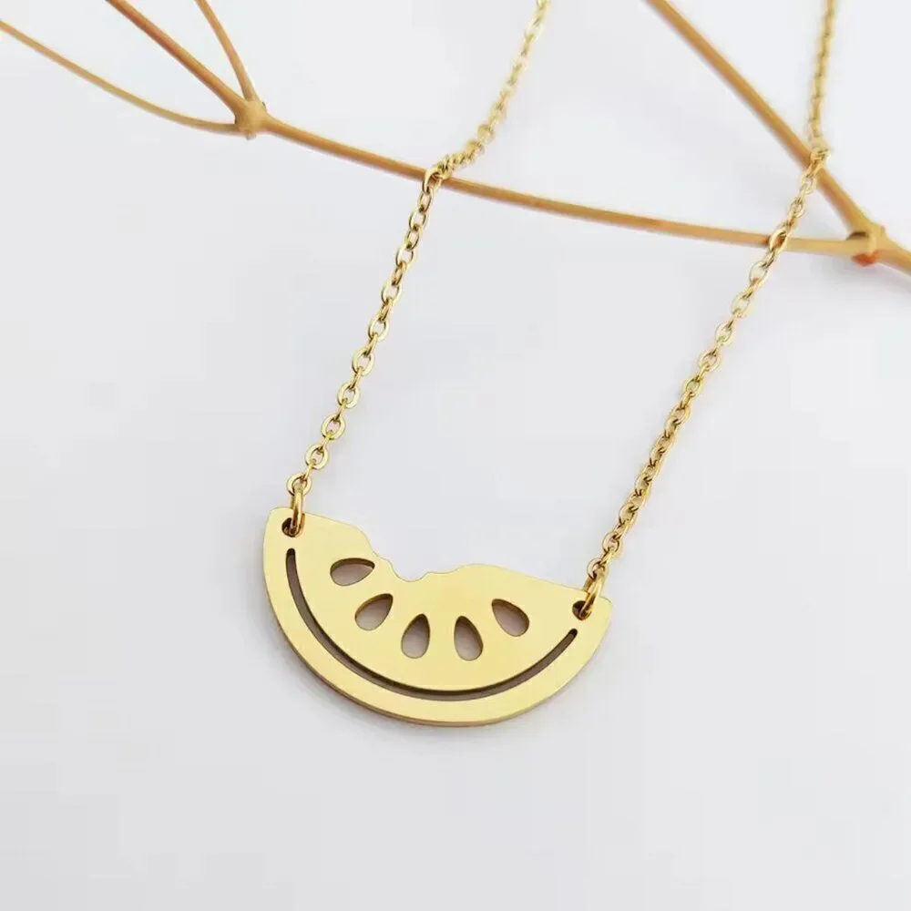 Watermelon Pendant Necklace in Gold